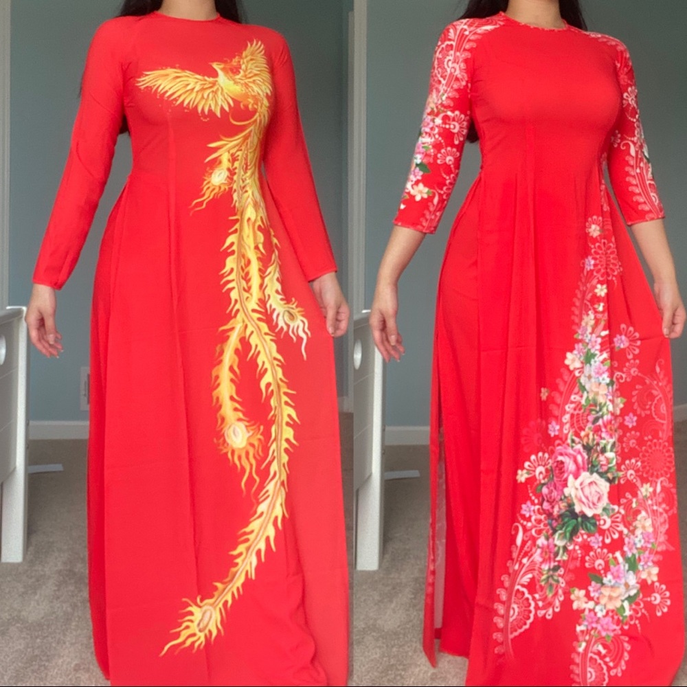 ✨Vietnamese AO DAI SET dragon floral formal gown